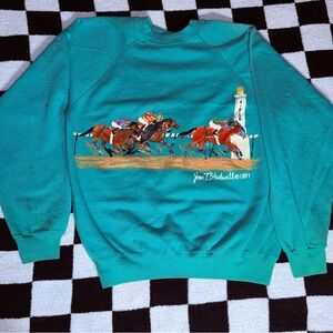 Teal Horse Racing Crewneck Sweatshirt